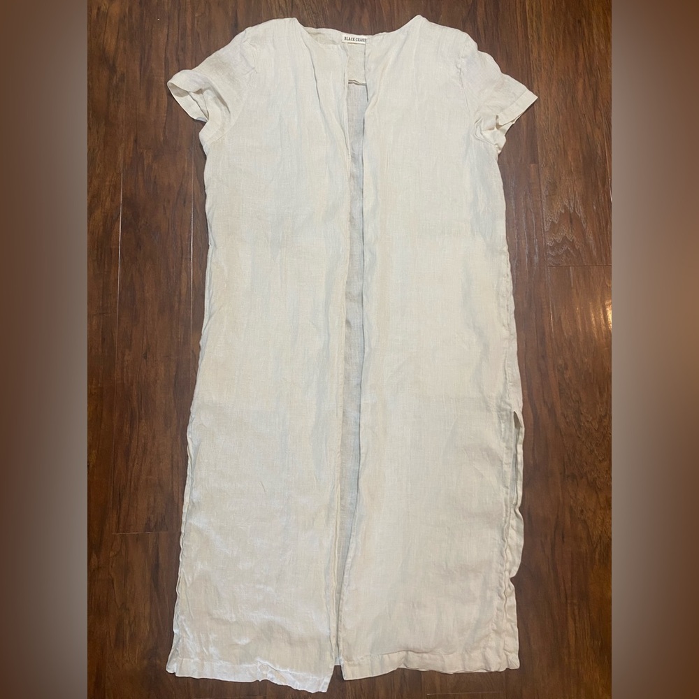 BLACK CRANE White Linen Open Tunic